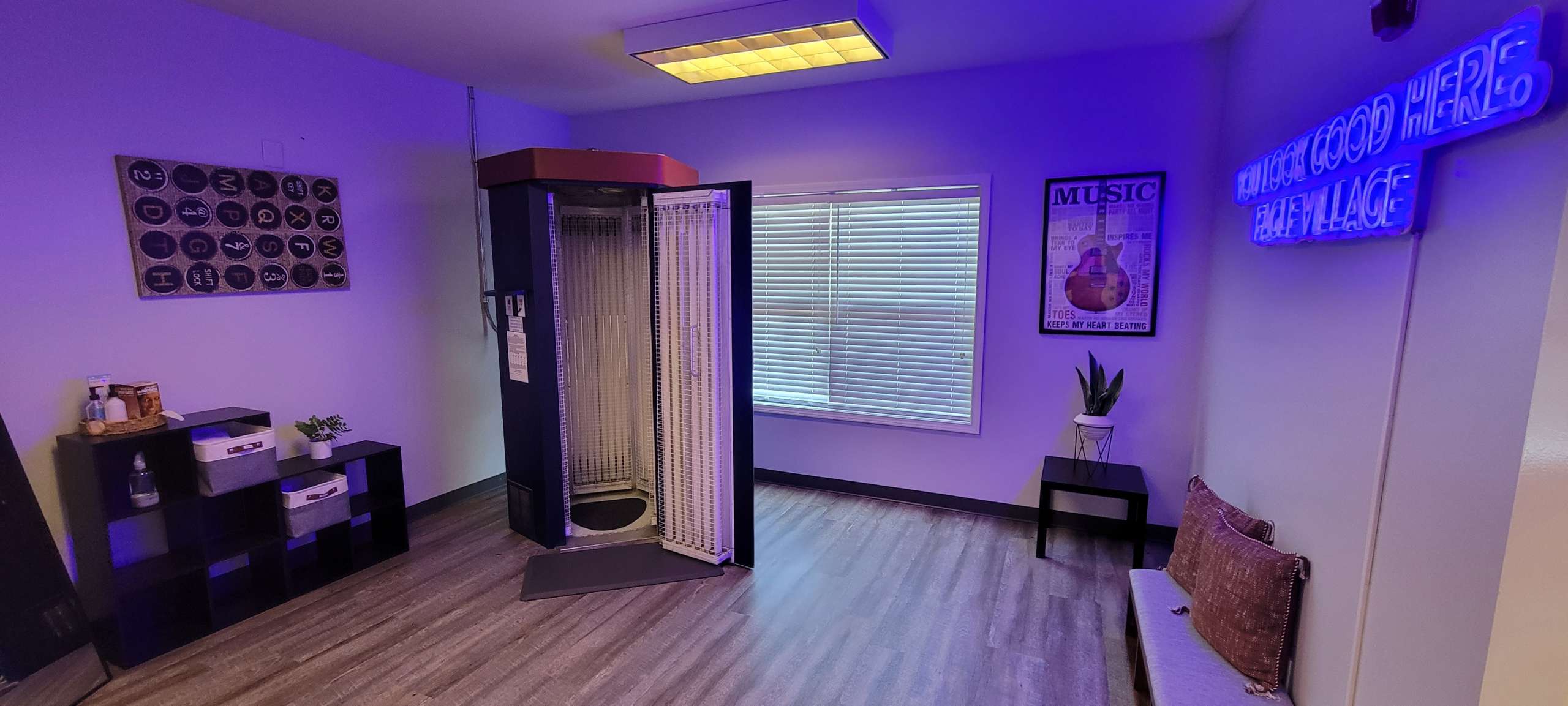 a tanning machine in a room